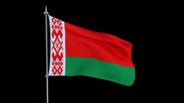 Bandera Del País Bielorrusia Ondea Sobre Fondo Negro Renderizado — Vídeos de Stock