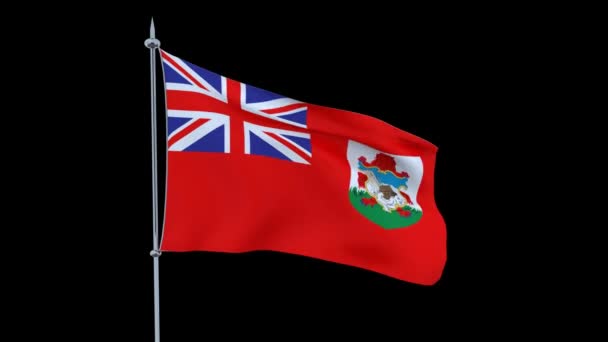 Flag Country Bermuda Flutters Black Background Rendering — Stock Video