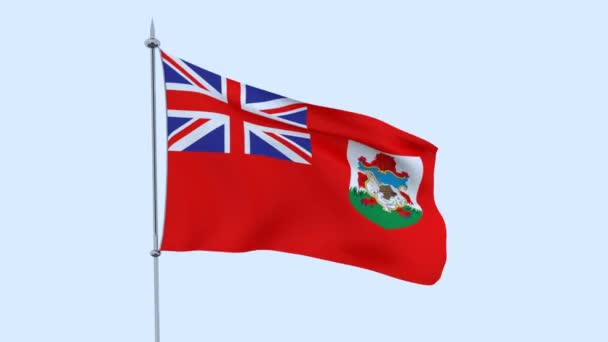 Drapeau Pays Les Bermudes Flottent Contre Ciel Bleu Rendu — Video