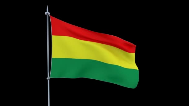 Vlag Van Het Land Bolivia Fladdert Zwarte Achtergrond Rendering — Stockvideo