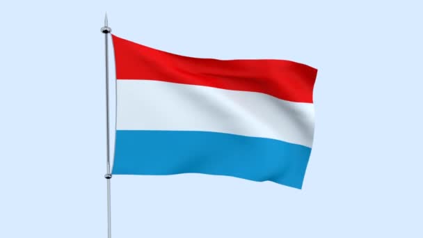 Flag Country Luxembourg Flutters Blue Sky Rendering — Stock Video