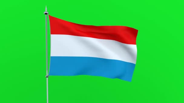 Flagge Des Landes Luxemburg Flattert Auf Grünem Hintergrund Darstellung — Stockvideo