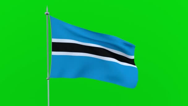 Flag Country Botswana Flutters Green Background Rendering — Stock Video