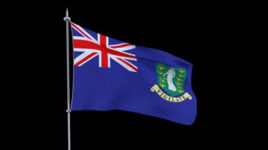 Ülke İngiliz Virgin Adaları bayrağı siyah arka plan üzerine çırpınır. 3D render