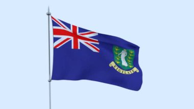 Ülke İngiliz Virgin Adaları bayrağı mavi gökyüzüne karşı çırpınır. 3D render