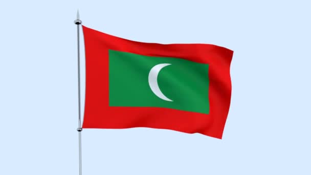 Drapeau Pays Les Maldives Flottent Contre Ciel Bleu Rendu — Video