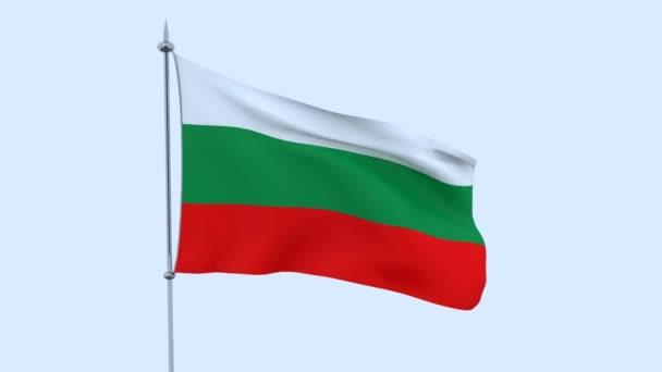 Flag Country Bulgaria Flutters Blue Sky Rendering — Stock Video