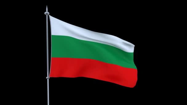 Bandeira País Bulgária Flutters Fundo Preto Renderização — Vídeo de Stock