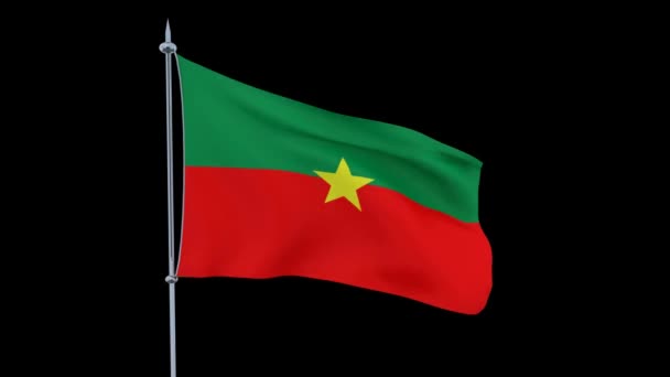 Σημαία Της Μπουρκίνα Φάσο Χώρα Φτερουγίζει Μαύρο Φόντο Rendering — Αρχείο Βίντεο