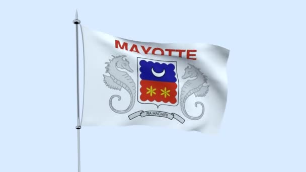 Σημαία Της Μαγιότ Χώρα Φτερουγίζει Ενάντια Στον Γαλάζιο Ουρανό Rendering — Αρχείο Βίντεο