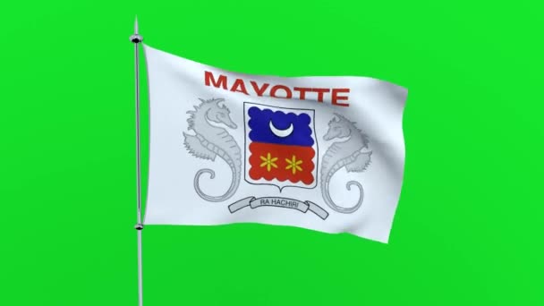 Bandiera Del Paese Mayotte Sventola Sfondo Verde Rendering — Video Stock