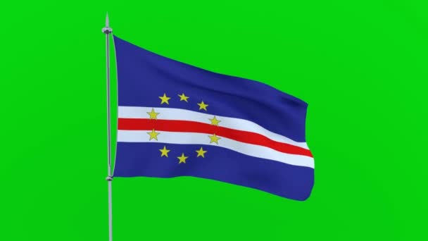 国家的旗子佛得角在绿色背景飘动 — 图库视频影像