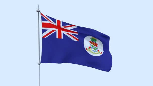 Drapeau Pays Les Îles Caïmans Flottent Contre Ciel Bleu Rendu — Video