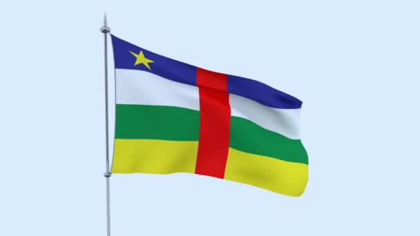 Flag Country Central African Republic Flutters Blue Sky Rendering — Stock Video