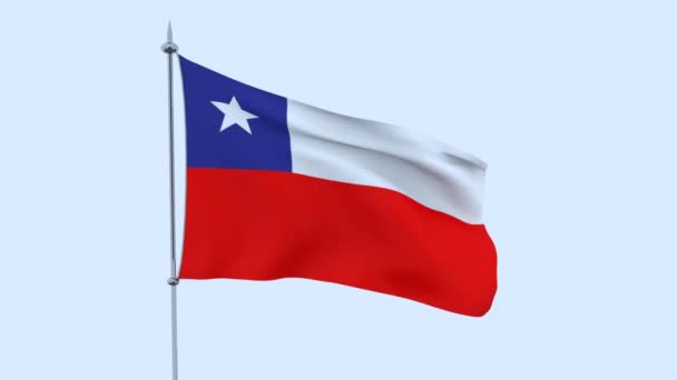 Bandera Del País Chile Ondea Contra Cielo Azul Renderizado — Vídeos de Stock