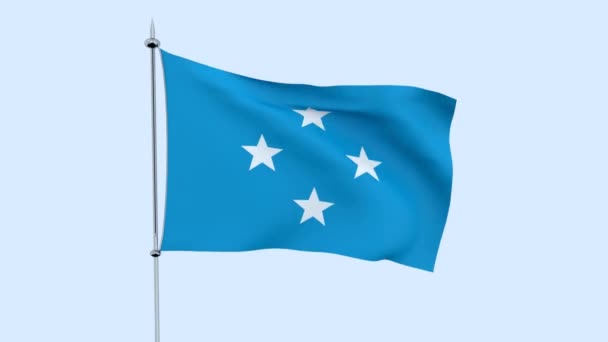 Bandera Del País Micronesia Ondea Contra Cielo Azul Renderizado — Vídeo de stock