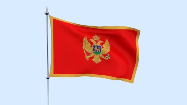 Flag Country Montenegro Flutters Blue Sky Rendering — Stock Video