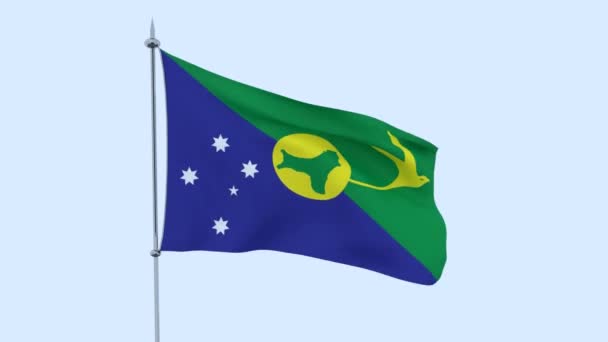 Flaga Wyspy Bożego Narodzenia Kraju Powiewa Przeciw Błękitne Niebo Renderowania — Wideo stockowe