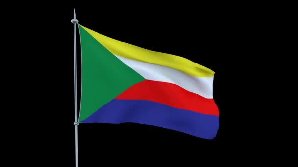 Drapeau Pays Les Comores Flottent Sur Fond Noir Rendu — Video