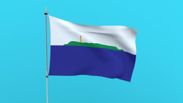 Bandera Del País Isla Navassa Ondea Sobre Fondo Azul Renderizado — Vídeos de Stock