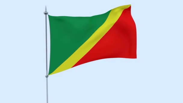 国コンゴの旗 コンゴ共和国が青空に舞います レンダリング — ストック動画