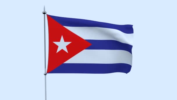 Flag Country Cuba Flutters Blue Sky Rendering — Stock Video