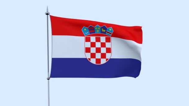 Flag Country Croatia Flutters Blue Sky Rendering — Stock Video