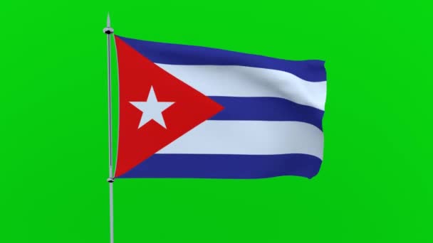 Flag Country Cuba Flutters Green Background Rendering — Stock Video