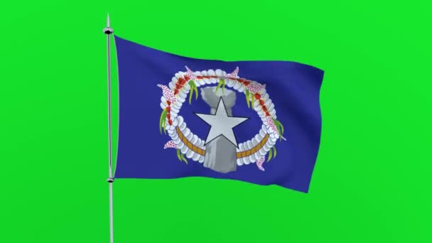 Прапор Країні Північні Маріанські Острови Махає Крилами Зеленому Тлі Рендерінг — стокове відео