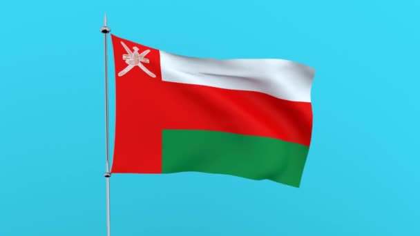 Flag Country Oman Flutters Blue Background Rendering — Stock Video