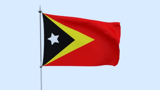 Drapeau Pays Timor Oriental Flotte Contre Ciel Bleu Rendu — Video