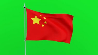 Ülke Paracel Adaları bayrağı üzerinde yeşil arka plan çırpınır. 3D render