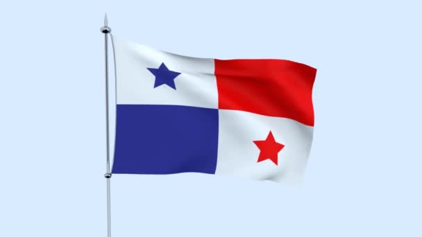 Vlag Van Het Land Panama Fladdert Tegen Blauwe Hemel Rendering — Stockvideo