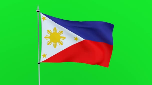 Σημαία Των Φιλιππίνων Χώρα Φτερουγίζει Πράσινο Φόντο Rendering — Αρχείο Βίντεο