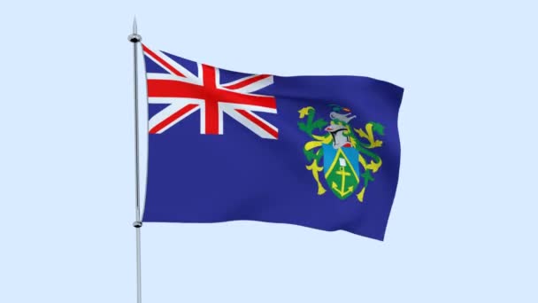 Bandera Del País Islas Pitcairn Ondea Contra Cielo Azul Renderizado — Vídeos de Stock