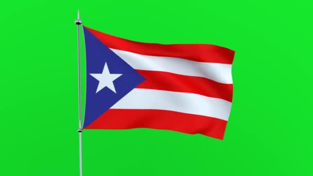 Flag Country Puerto Rico Flutters Green Background Rendering — Stock Video