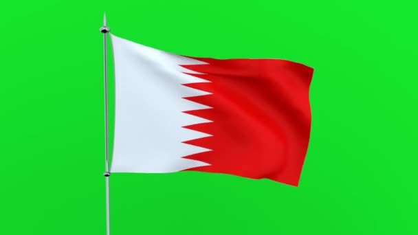 Flag Country Qatar Flutters Green Background Rendering — Stock Video
