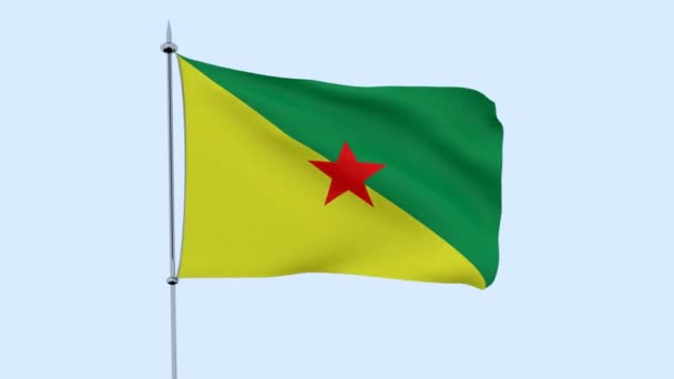 Vlag Van Het Land Frans Guyana Flutters Tegen Blauwe Hemel — Stockvideo