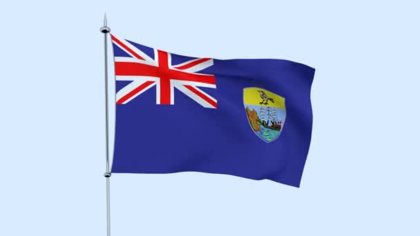 Drapeau Pays Sainte Hélène Flotte Contre Ciel Bleu Rendu — Video