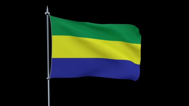 Flag Country Gabon Flutters Green Background Rendering — Stock Video