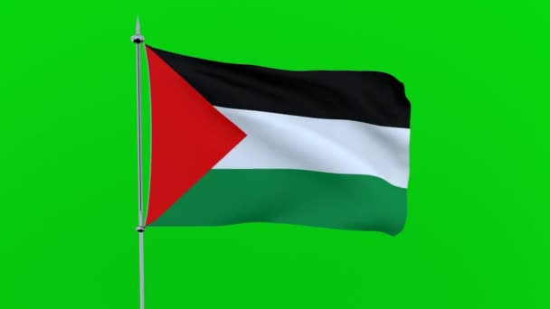 Flagge Des Landes Gazastreifen Flattert Auf Grünem Hintergrund Darstellung — Stockvideo