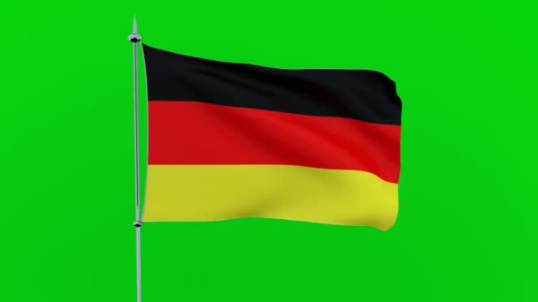 Flag Country Germany Flutters Green Background Rendering — Stock Video