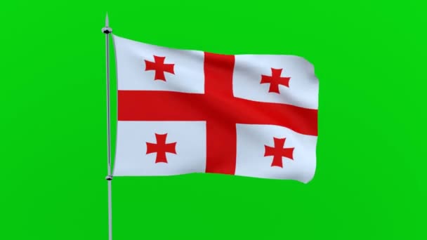 Die Flagge Des Landes Georgien Flattert Auf Grünem Hintergrund Darstellung — Stockvideo
