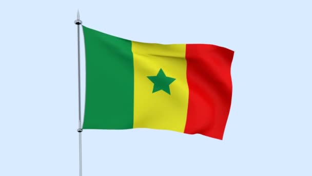 Drapeau Pays Sénégal Flotte Contre Ciel Bleu Rendu — Video