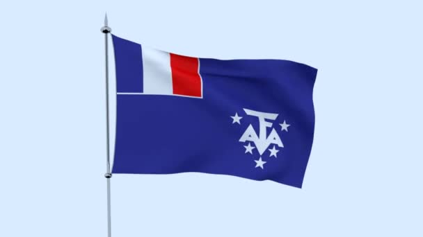 Vlag Van Het Land Glorioso Eilanden Flutters Tegen Blauwe Hemel — Stockvideo