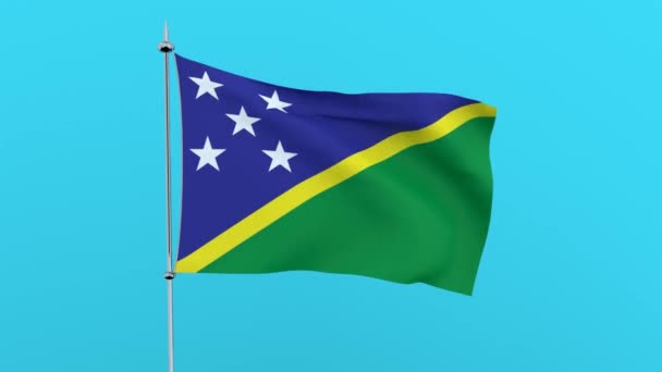 国家的旗子所罗门群岛在蓝色背景飘动 — 图库视频影像