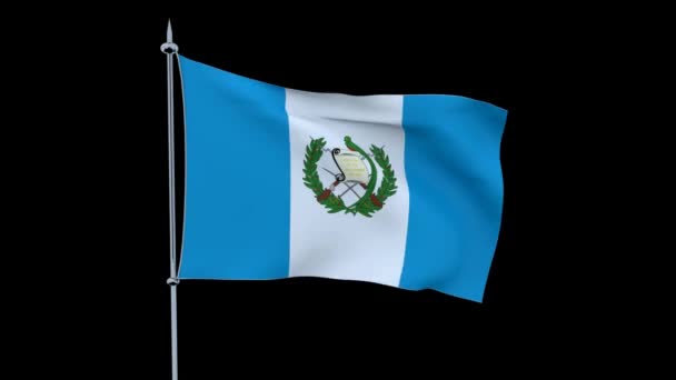 Flagge Des Landes Guatemala Flattert Auf Schwarzem Hintergrund Darstellung — Stockvideo