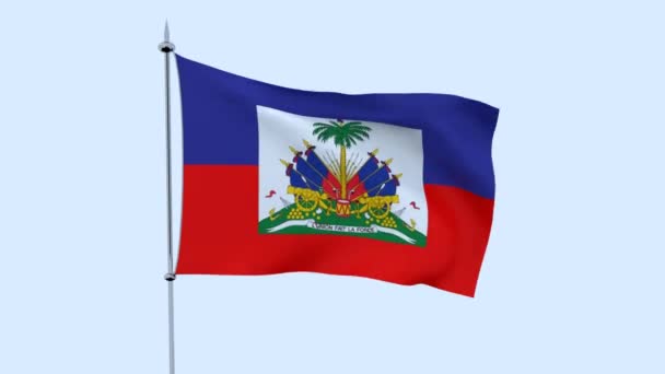 Flaga Kraju Hait Trzew Przeciwko Błękitne Niebo Renderowanie — Wideo stockowe