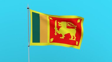 Mavi arka planda ülke Sri Lanka çırpınıyor bayrağı. 3B işleme