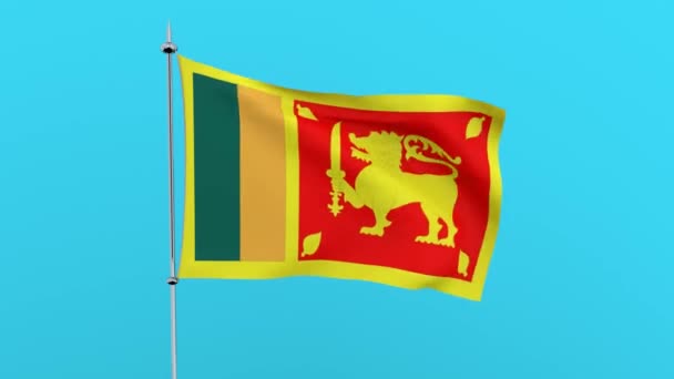 国家斯里兰卡的旗子在蓝色背景飘动 — 图库视频影像